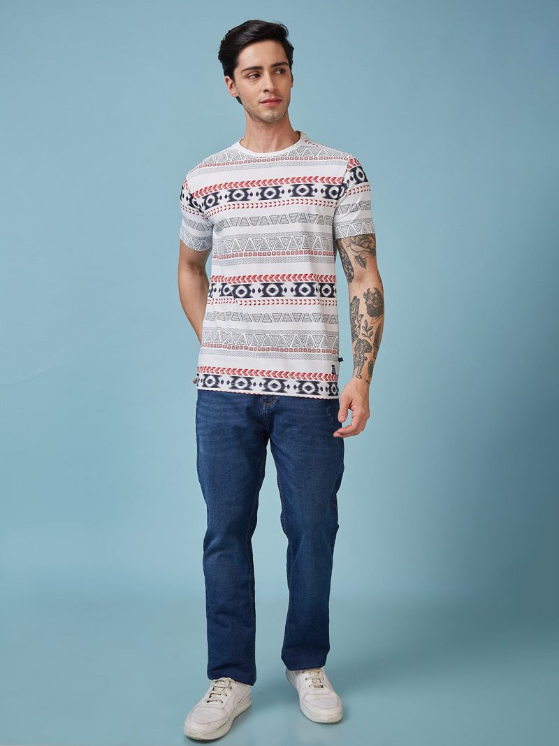 Status Quo Men'S Abstract Printed Round Neck Short Sleeves Regular Fit Tshirt