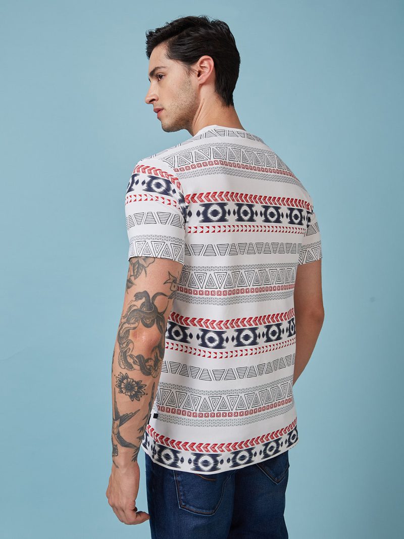 Status Quo Men'S Abstract Printed Round Neck Short Sleeves Regular Fit Tshirt