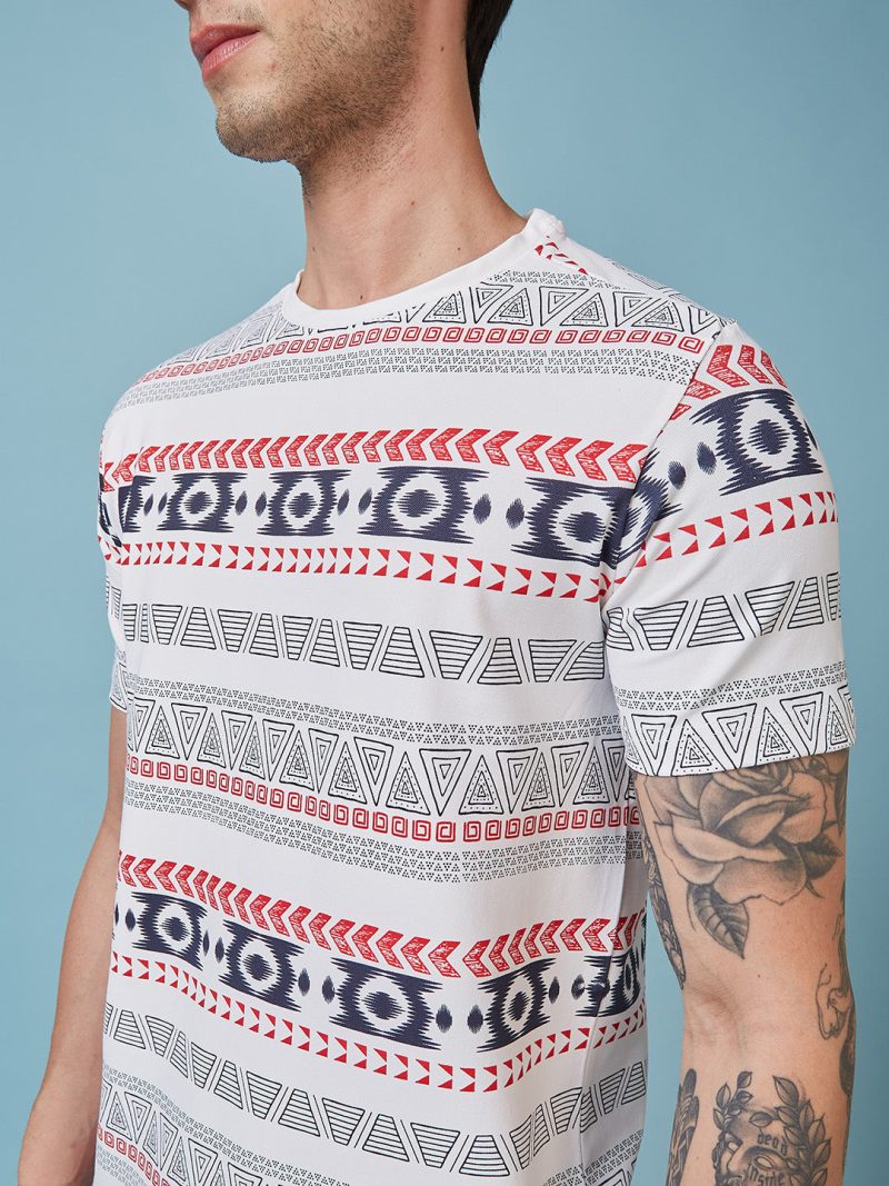 Status Quo Men'S Abstract Printed Round Neck Short Sleeves Regular Fit Tshirt