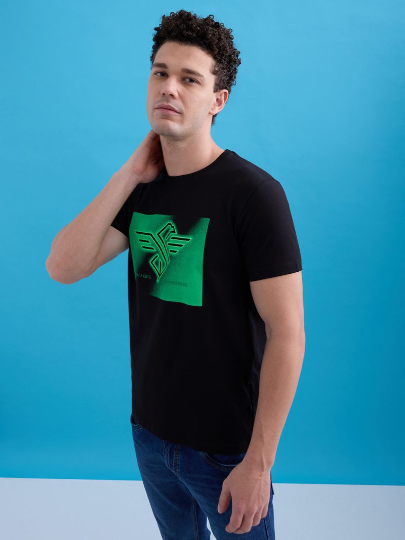 Status Quo Men'S Graphic Printed Round Neck Half Sleeves Regular Fit Tshirt