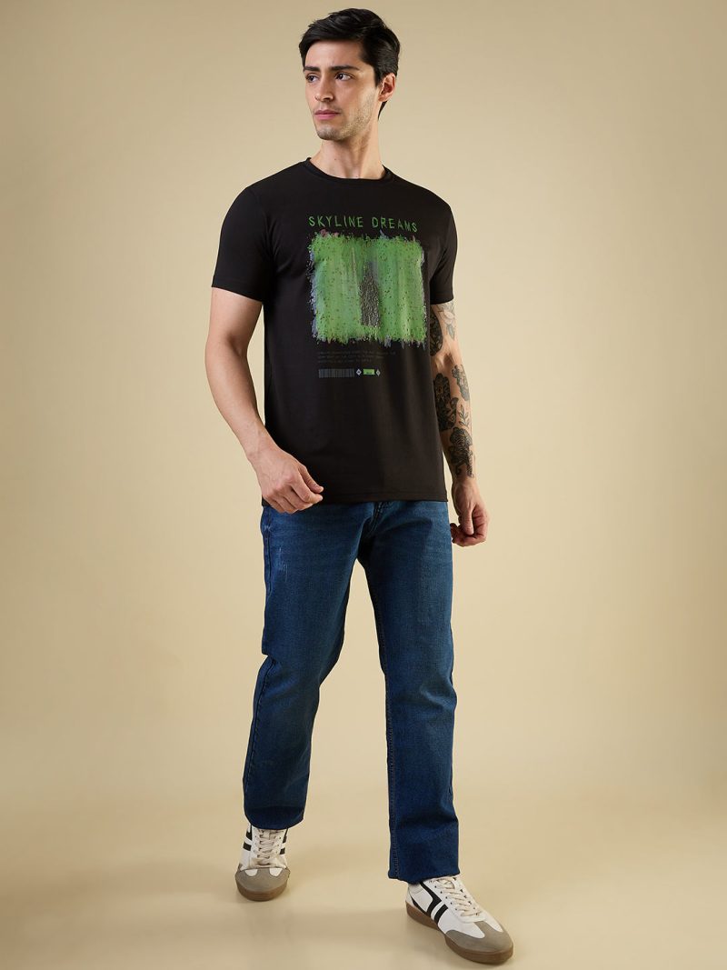 Status Quo Men'S Full-Front Graphic Printed Round Neck Half Sleeves Regular Fit Tshirt