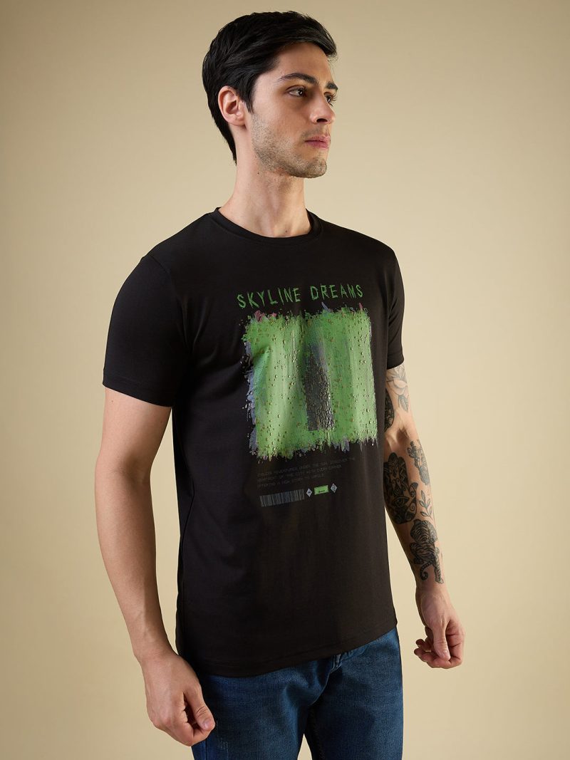 Status Quo Men'S Full-Front Graphic Printed Round Neck Half Sleeves Regular Fit Tshirt