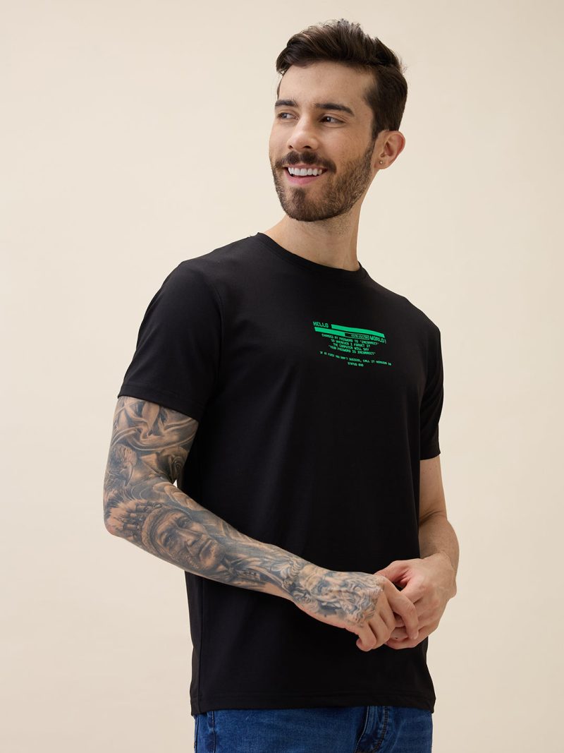 Status Quo Men'S Printed Round Neck Half Sleeves Regular Fit Tshirt