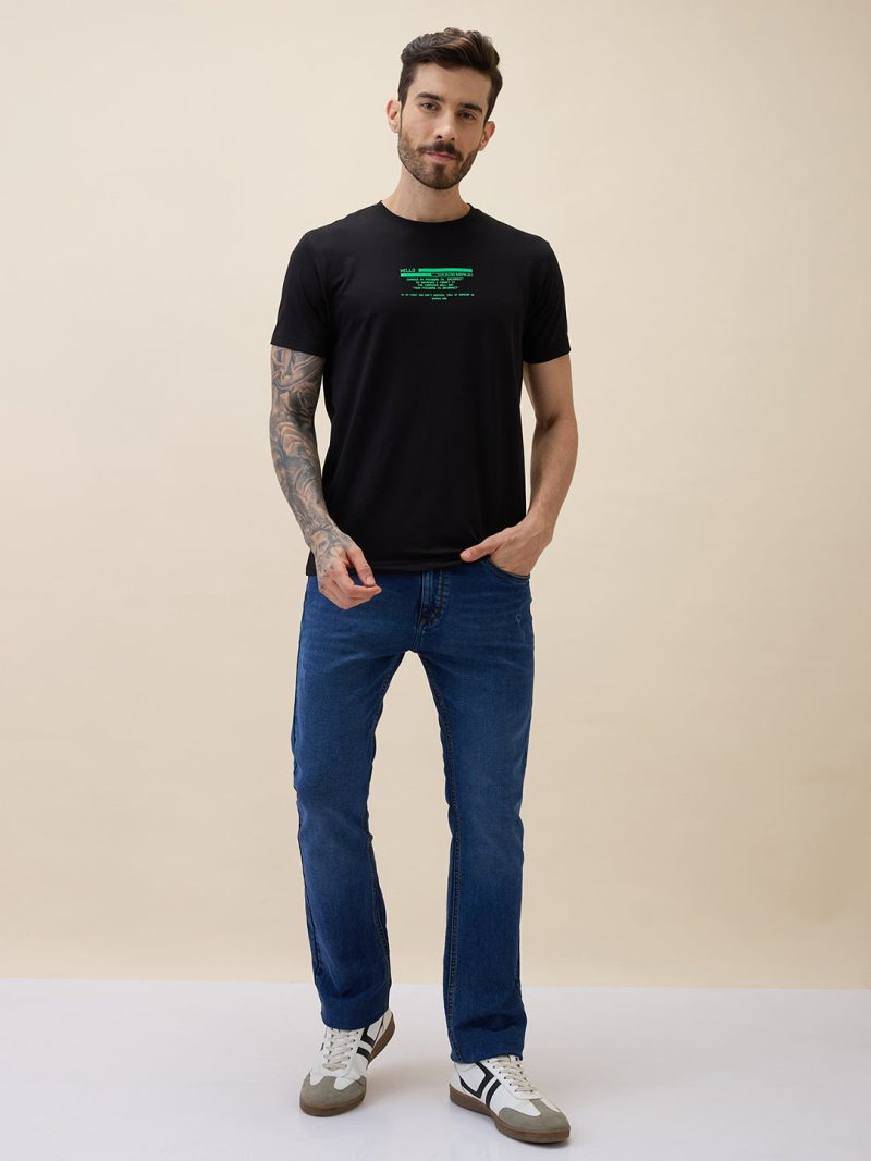 Status Quo Men'S Printed Round Neck Half Sleeves Regular Fit Tshirt