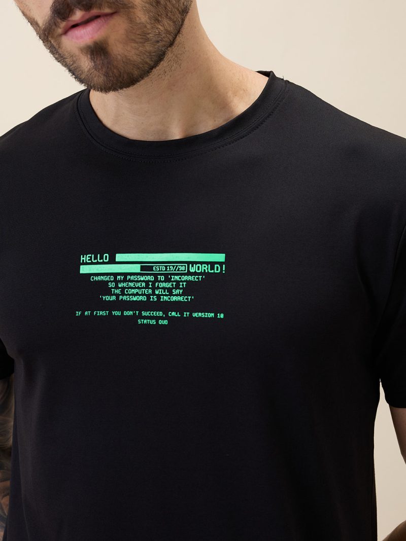 Status Quo Men'S Printed Round Neck Half Sleeves Regular Fit Tshirt