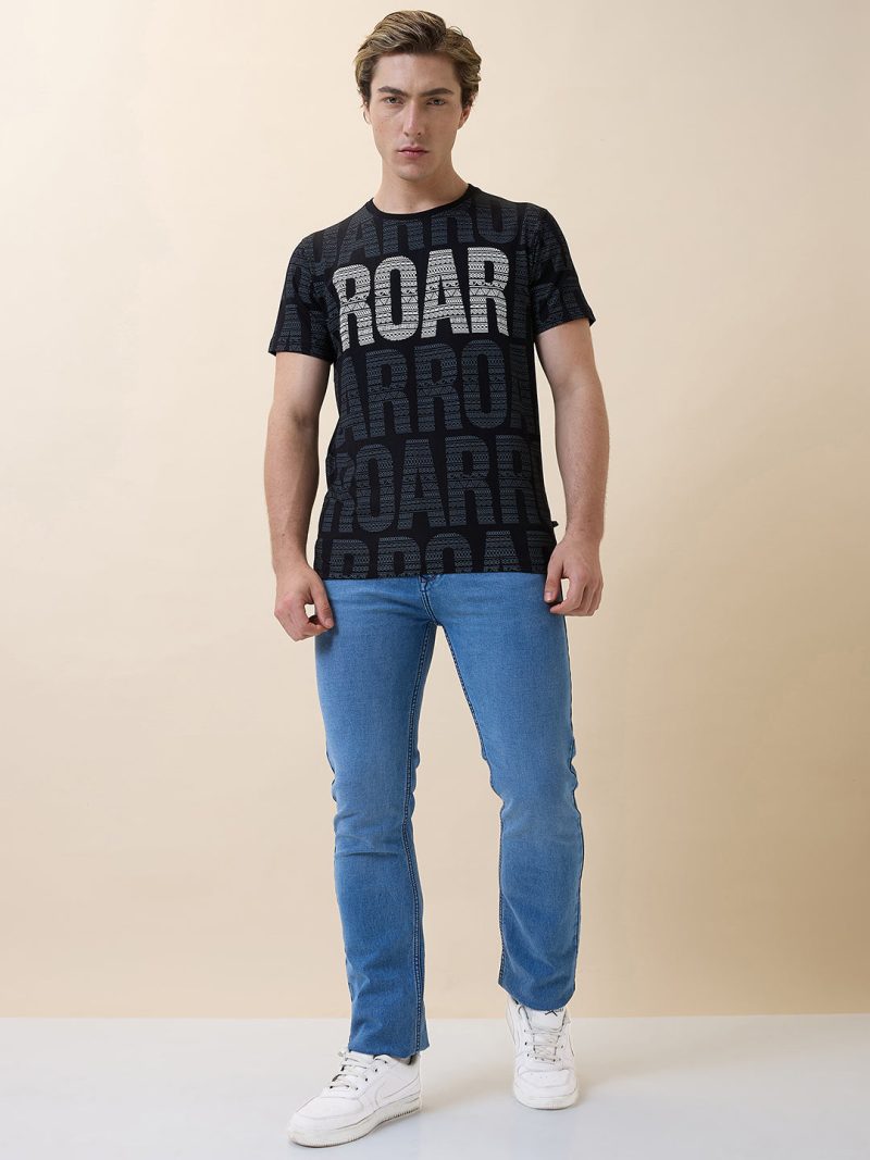 Status Quo Men'S Printed Round Neck Half Sleeves Regular Fit Tshirt