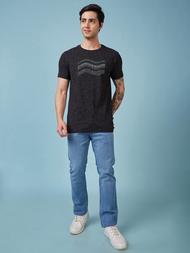 Status Quo Men'S Typography Printed Round Neck Short Sleeves Regular Fit Tshirt