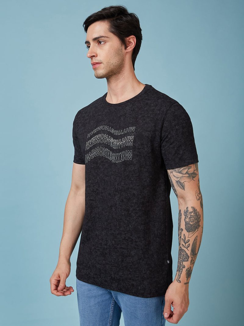 Status Quo Men'S Typography Printed Round Neck Short Sleeves Regular Fit Tshirt