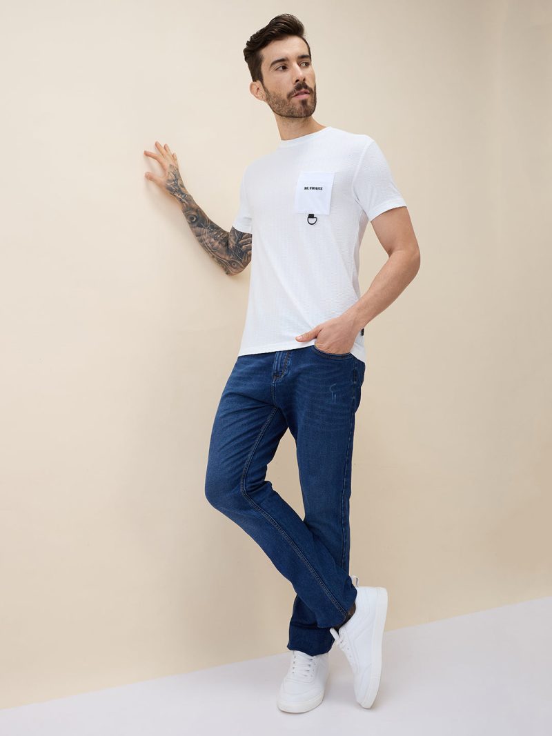 Status Quo Men'S Solid Round Neck Half Sleeves Regular Fit Tshirt