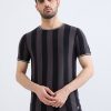 Status Quo Men'S Striped Half Sleeves Round Neck Regular Fit Tshirt