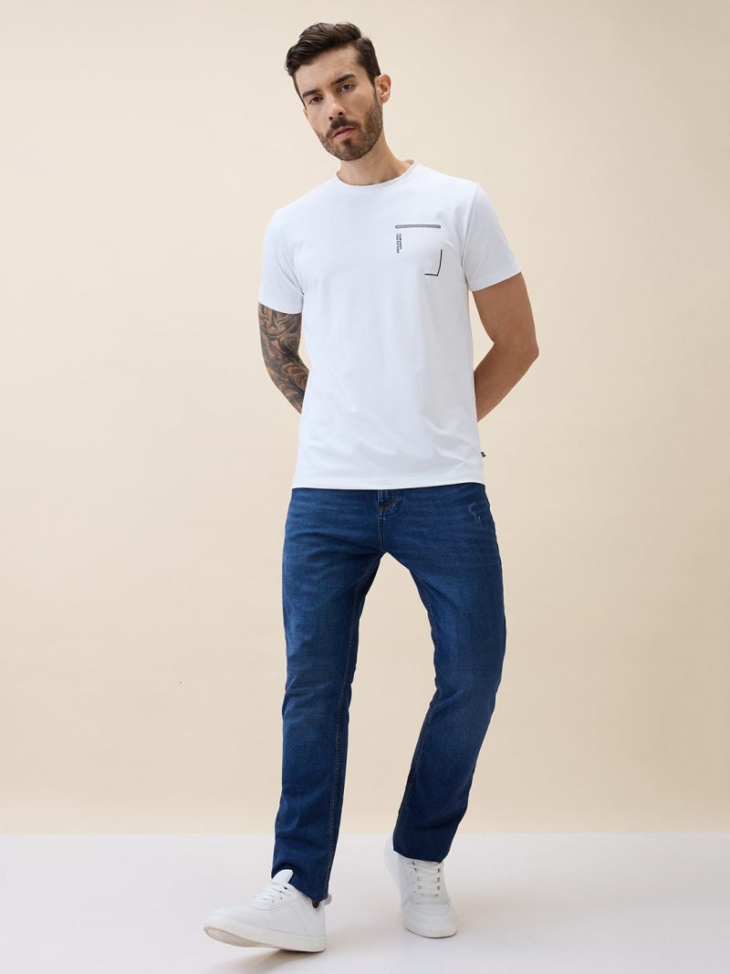 Status Quo Men'S Printed Round Neck Half Sleeves Regular Fit Tshirt