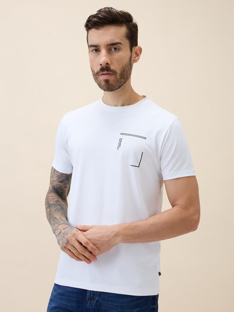 Status Quo Men'S Printed Round Neck Half Sleeves Regular Fit Tshirt