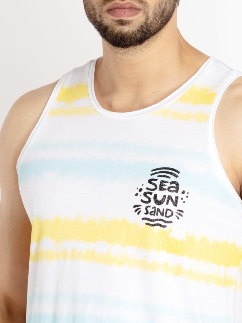 Mens Printed Round Neck Sleeveless T-Shirt