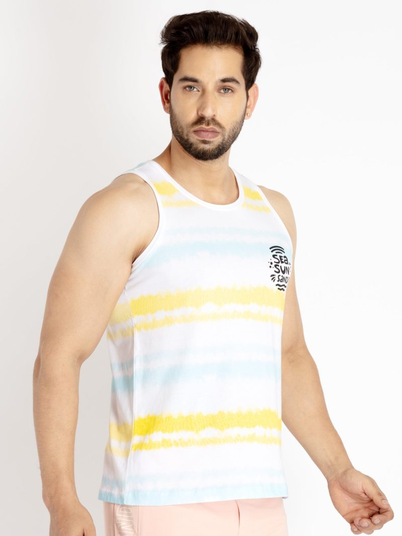 Mens Printed Round Neck Sleeveless T-Shirt