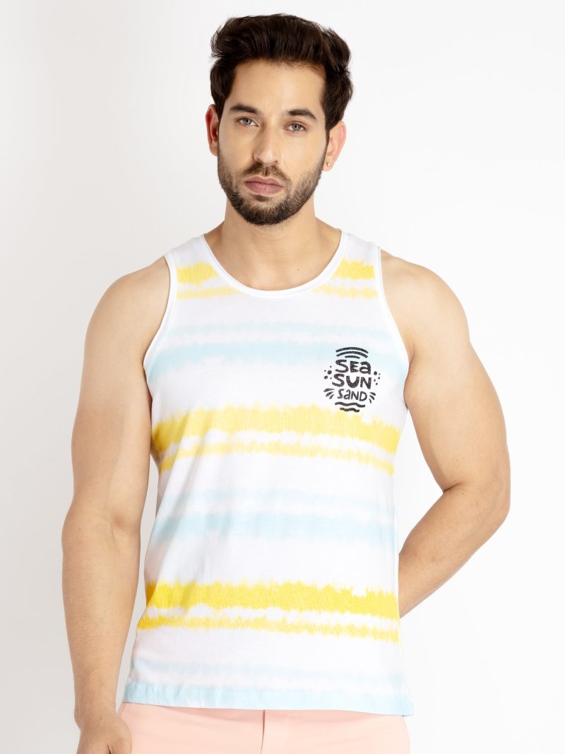 Mens Printed Round Neck Sleeveless T-Shirt