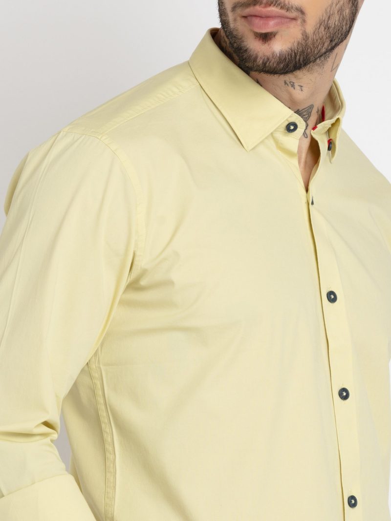 Status Quo Mens Solid Cotton Slim Fit Shirt