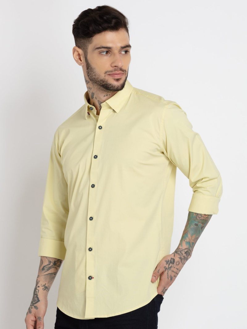 Status Quo Mens Solid Cotton Slim Fit Shirt