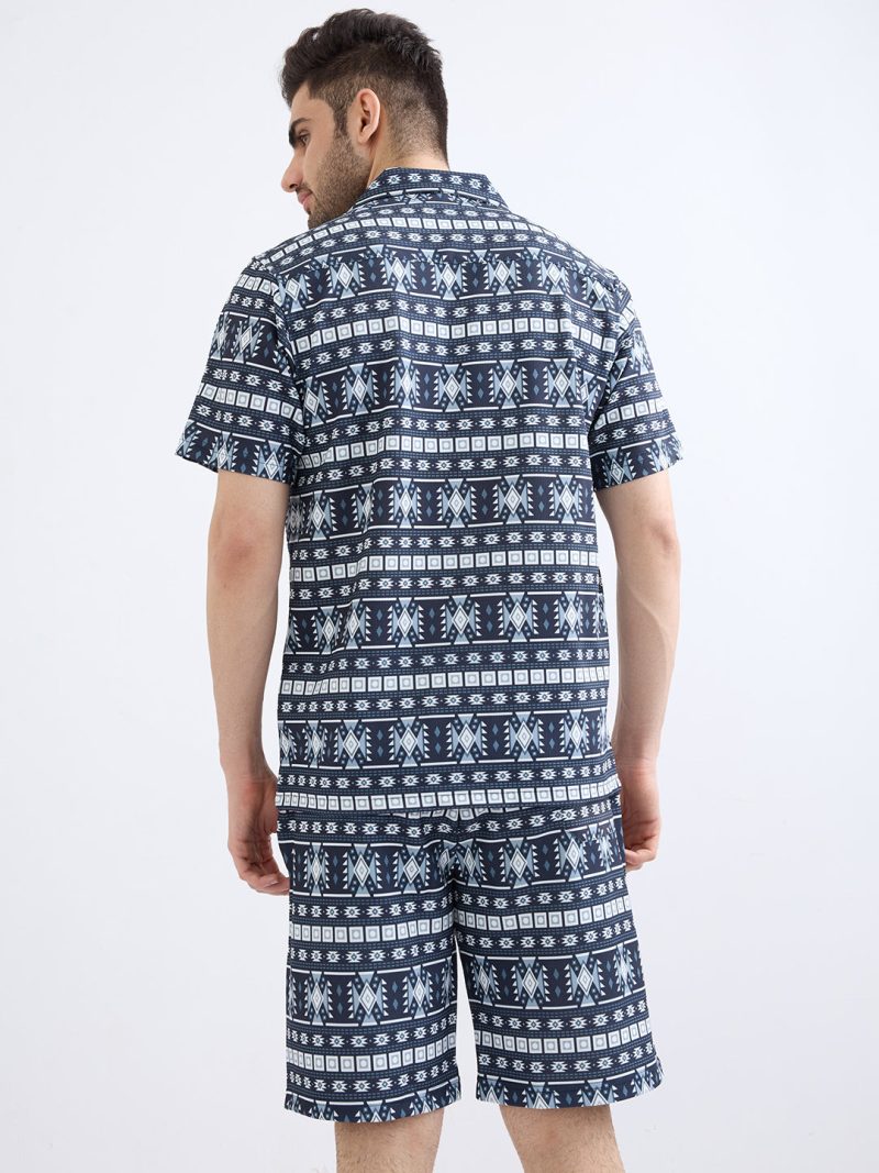 Status Quo Mens Knitted Solid Cuban Collar Half Sleeves Regular Fit Shirt