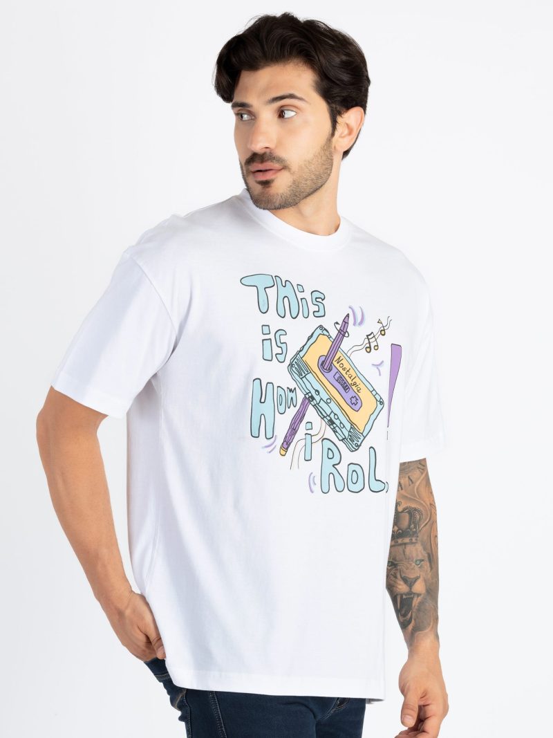 Mens Printed Round Neck Oversized T-Shirt