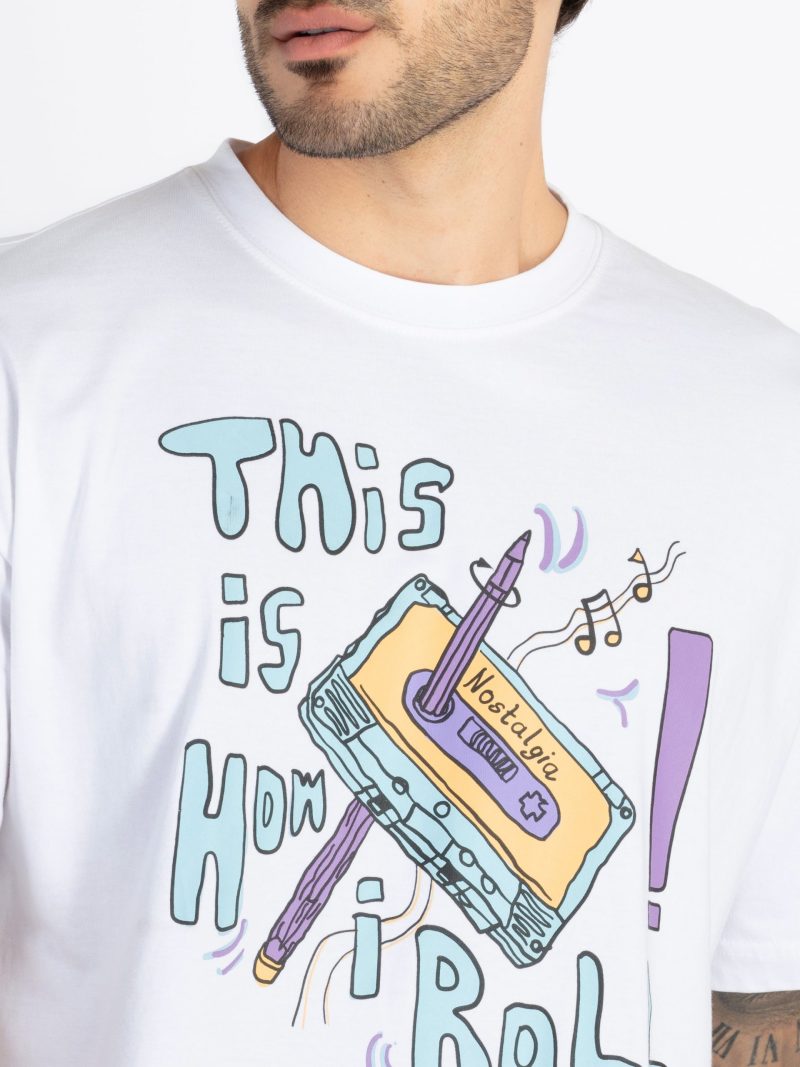 Mens Printed Round Neck Oversized T-Shirt