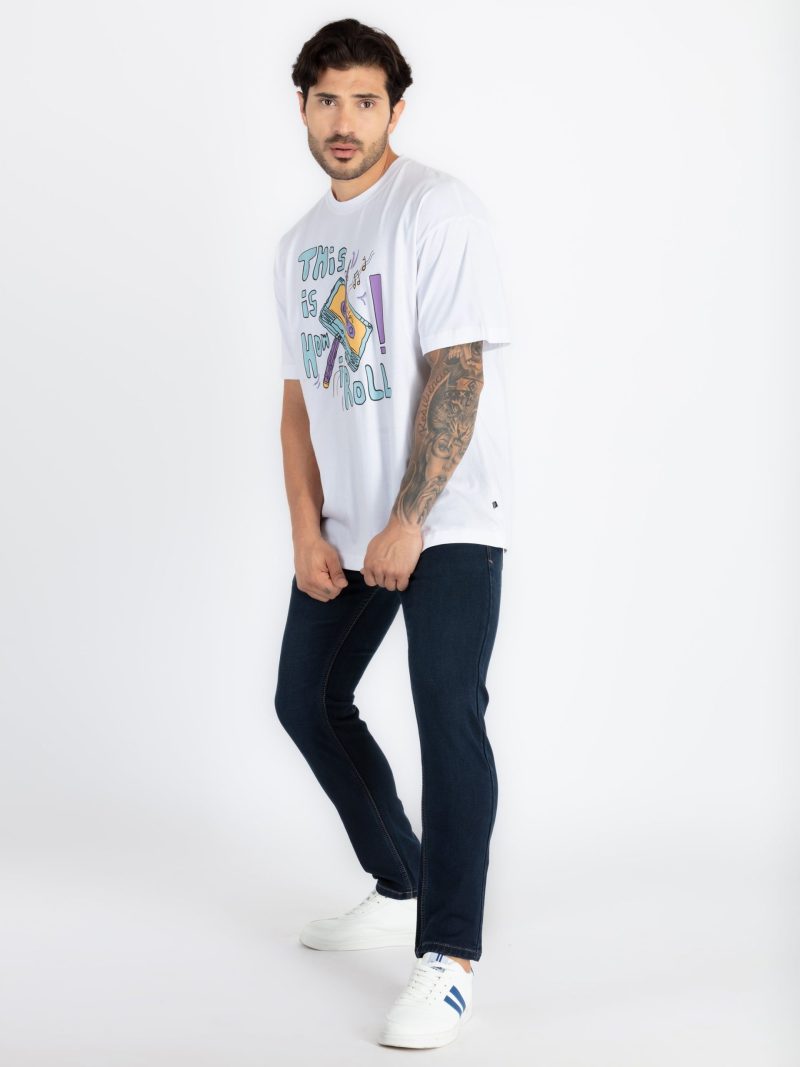 Mens Printed Round Neck Oversized T-Shirt