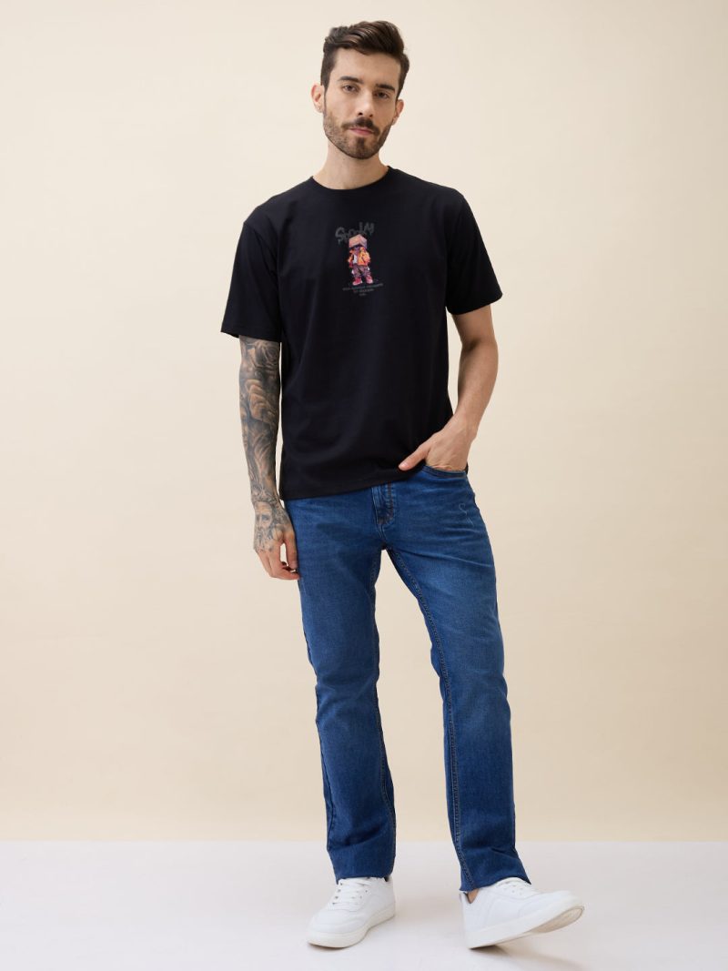 Status Quo Men'S Printed Round Neck Half Sleeves Oversized Tshirt