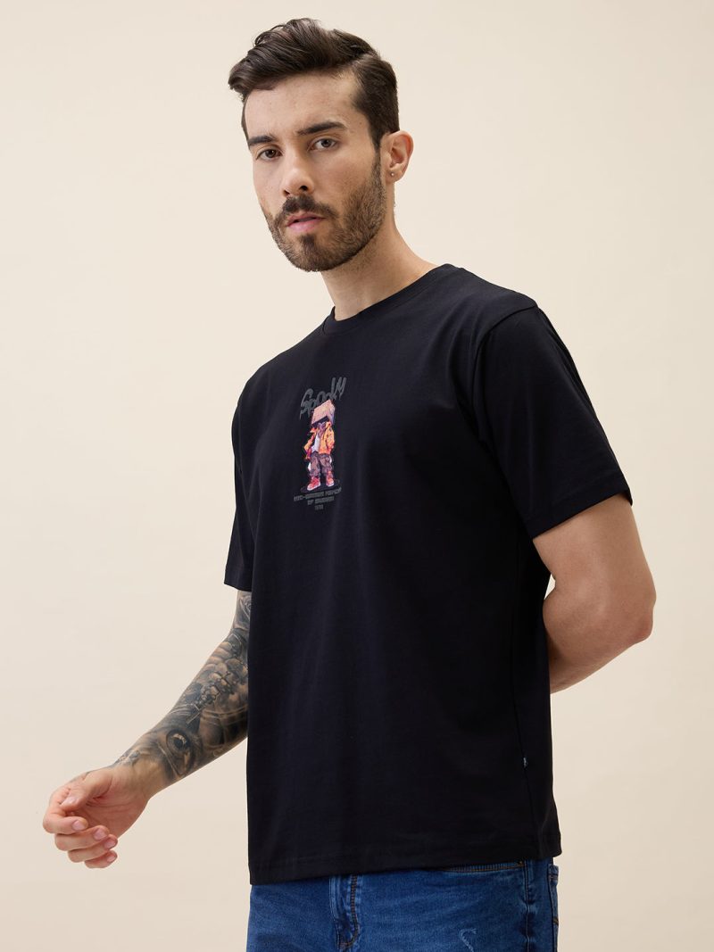 Status Quo Men'S Printed Round Neck Half Sleeves Oversized Tshirt