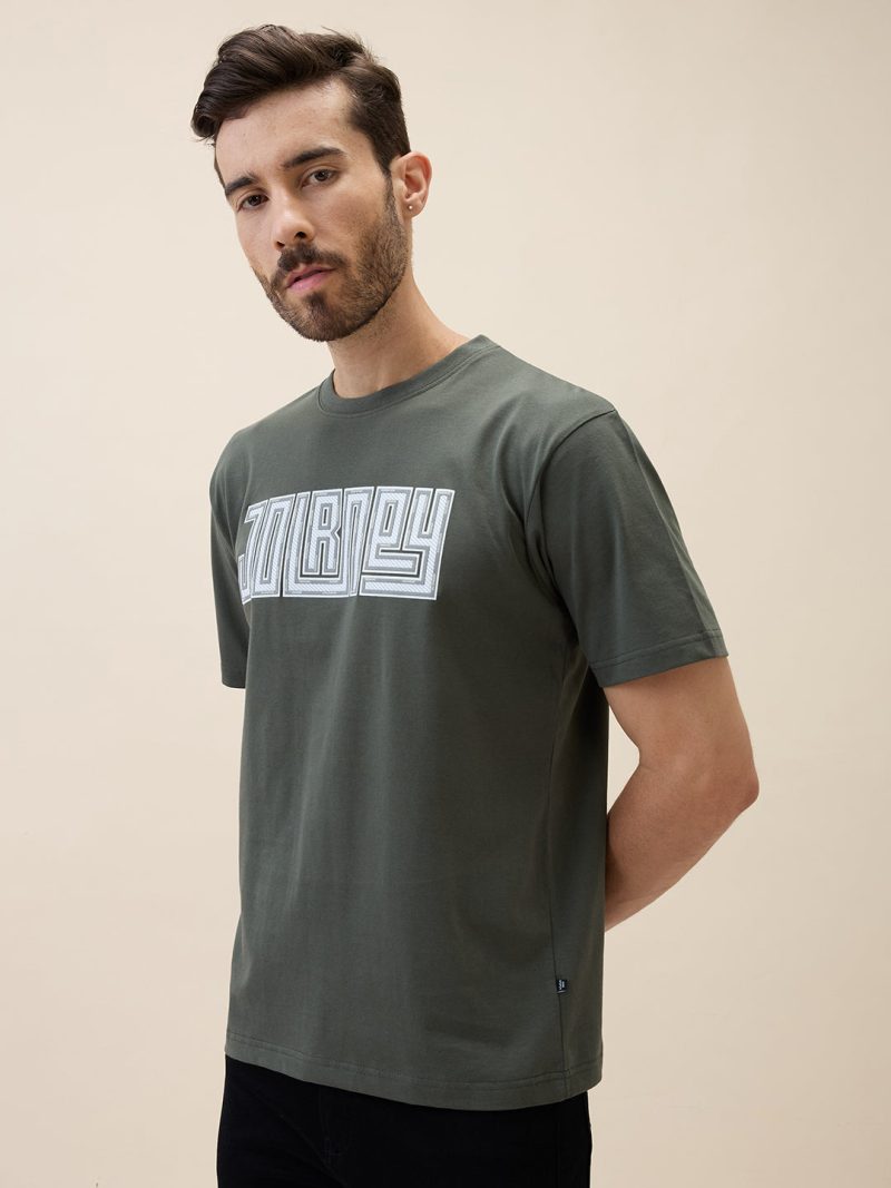 Status Quo Men'S Printed Round Neck Half Sleeves Oversized Tshirt