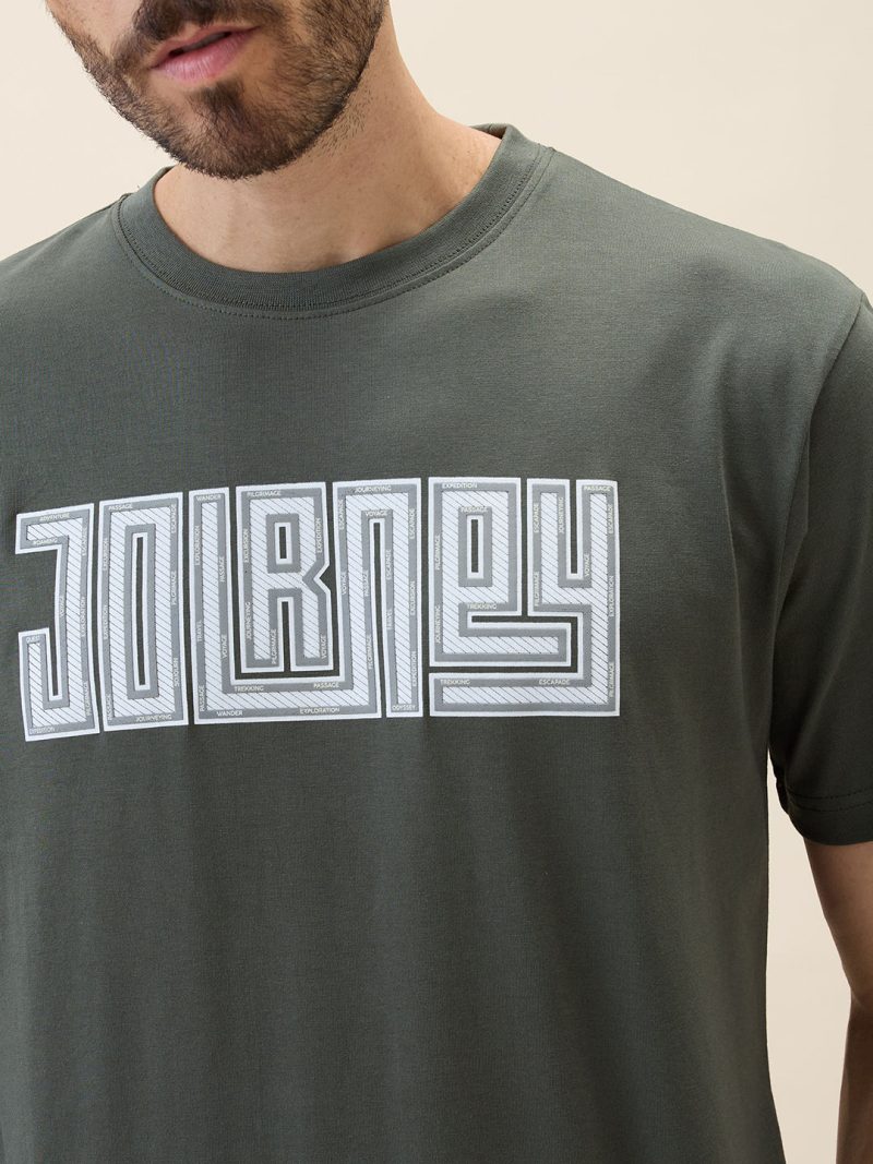 Status Quo Men'S Printed Round Neck Half Sleeves Oversized Tshirt