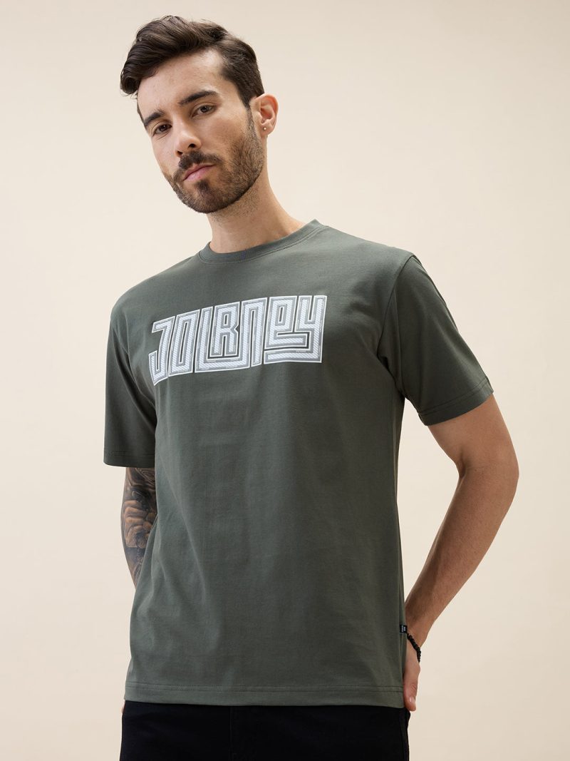 Status Quo Men'S Printed Round Neck Half Sleeves Oversized Tshirt