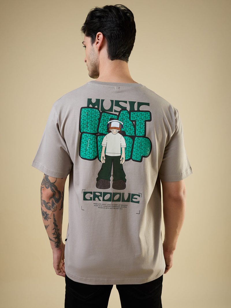 Status Quo Men'S Placement Graphic Printed Round Neck Half Sleeves Oversized Fit Tshirt