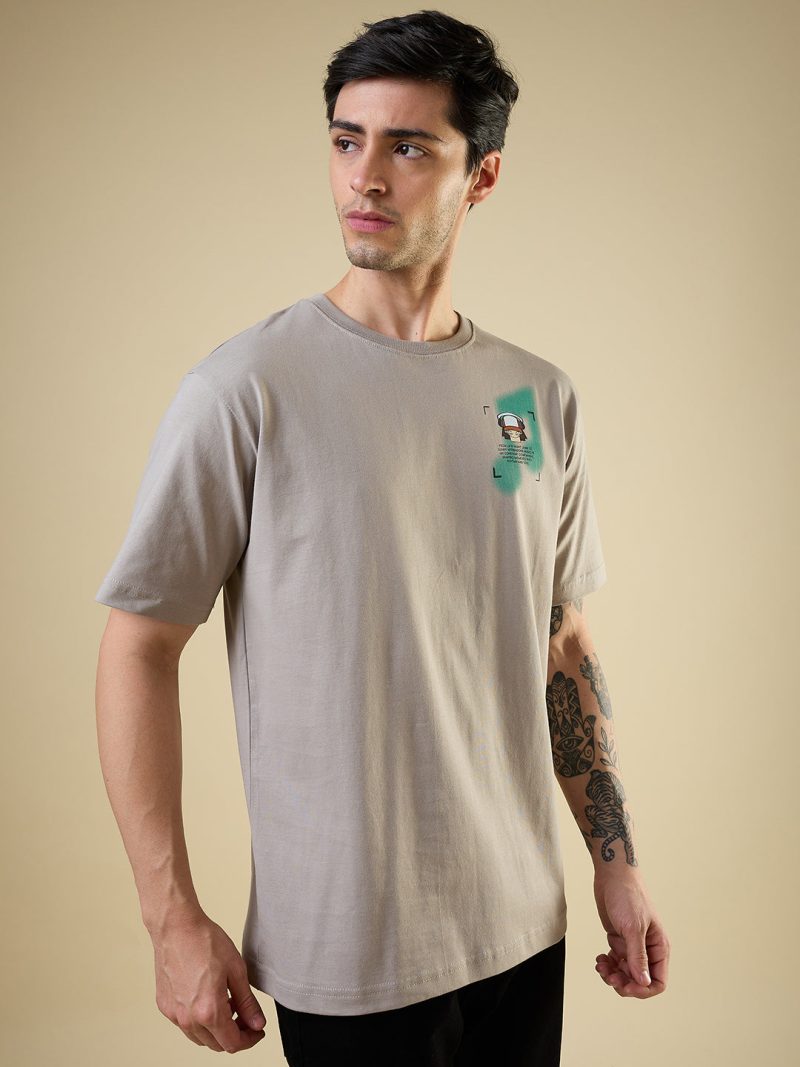 Status Quo Men'S Placement Graphic Printed Round Neck Half Sleeves Oversized Fit Tshirt