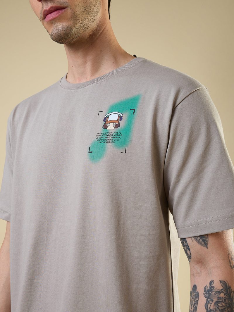 Status Quo Men'S Placement Graphic Printed Round Neck Half Sleeves Oversized Fit Tshirt