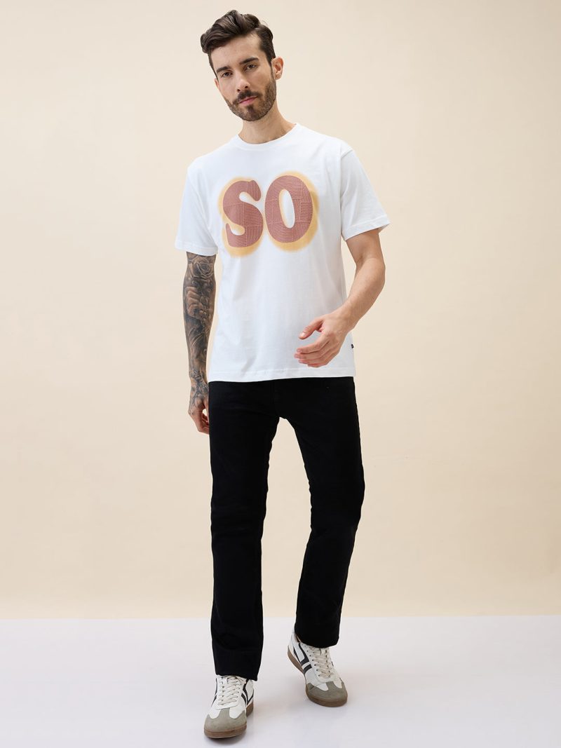 Status Quo Men'S Printed Round Neck Half Sleeves Oversized Tshirt