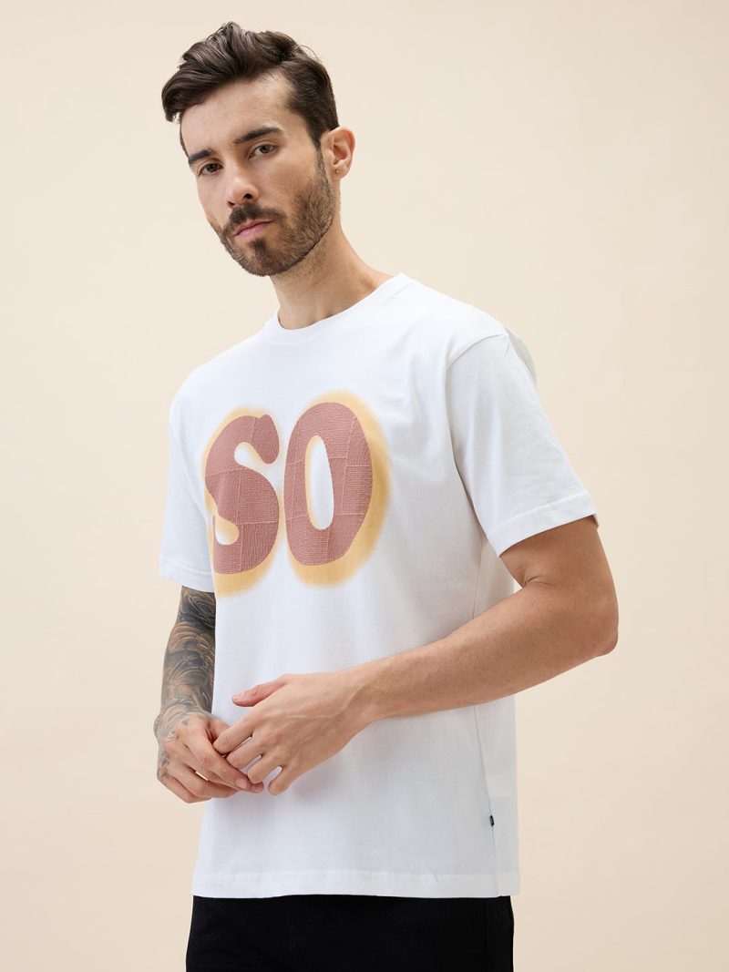 Status Quo Men'S Printed Round Neck Half Sleeves Oversized Tshirt