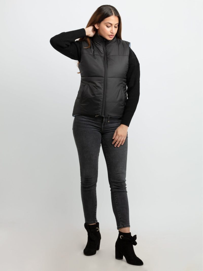 Status Quo Womens Quilted Reversible High Neck Sleeveless Jacket