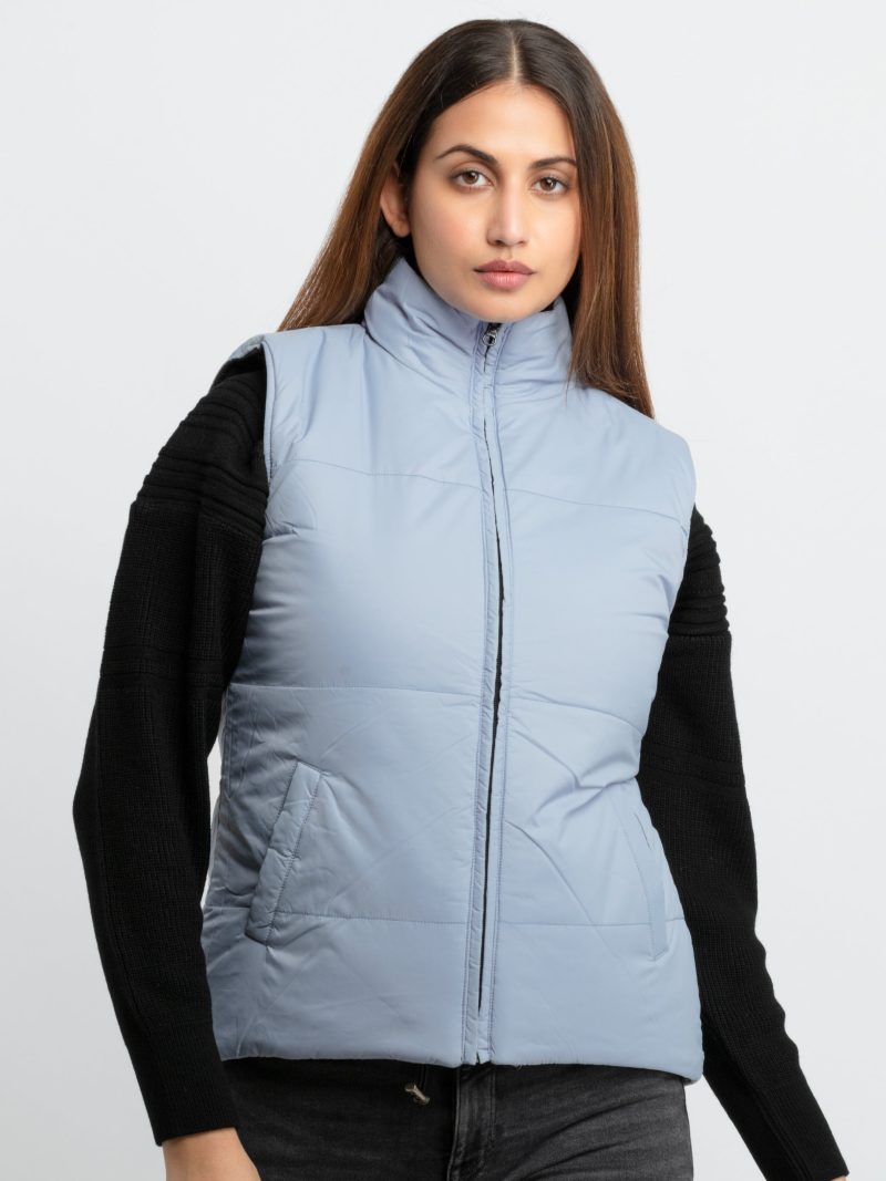 Status Quo Womens Quilted Reversible High Neck Sleeveless Jacket