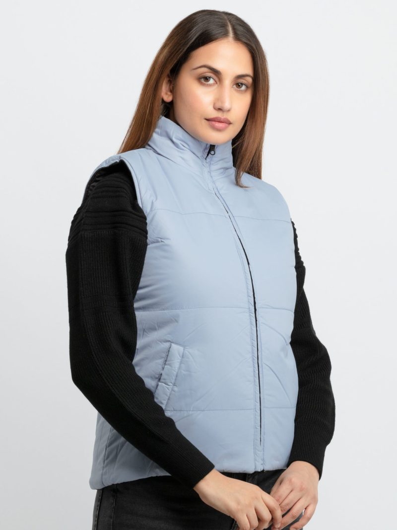 Status Quo Womens Quilted Reversible High Neck Sleeveless Jacket
