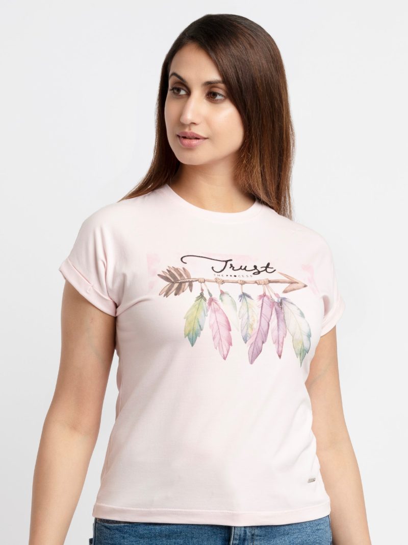 Womens Printed Round Neck T-Shirt