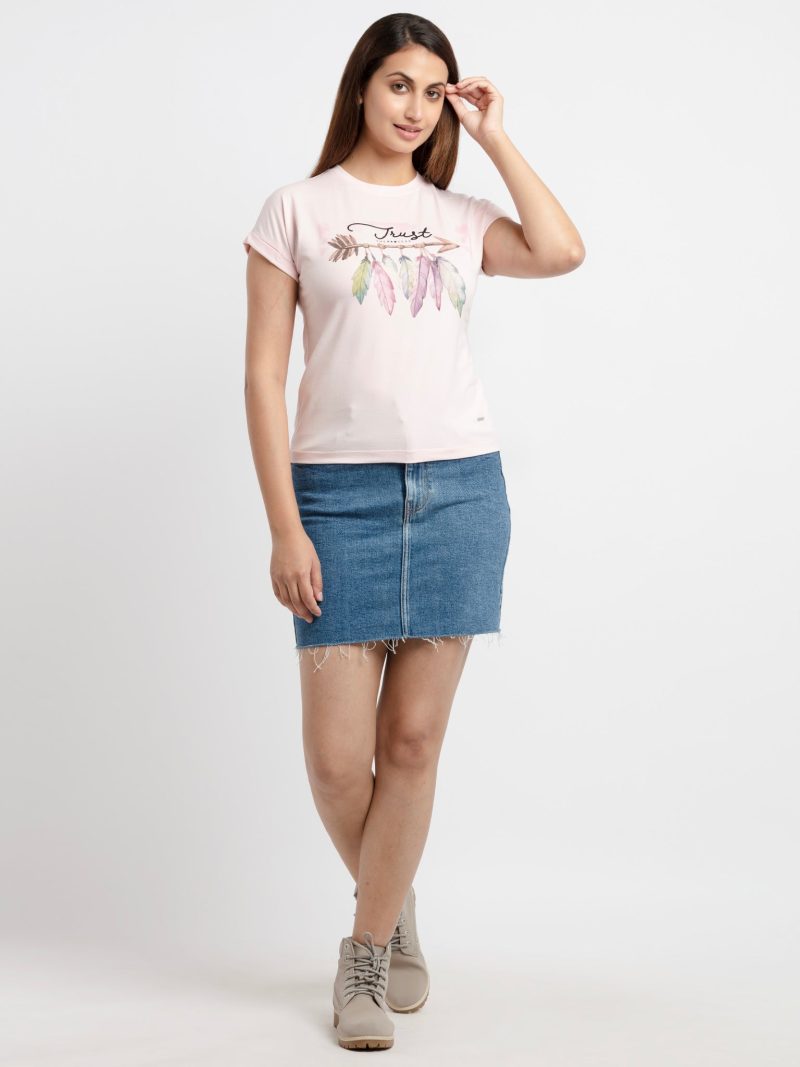 Womens Printed Round Neck T-Shirt