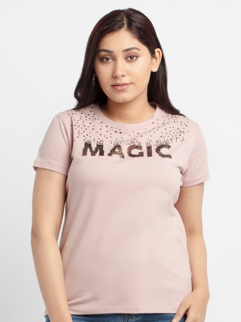 Womens Printed Round Neck T-Shirt