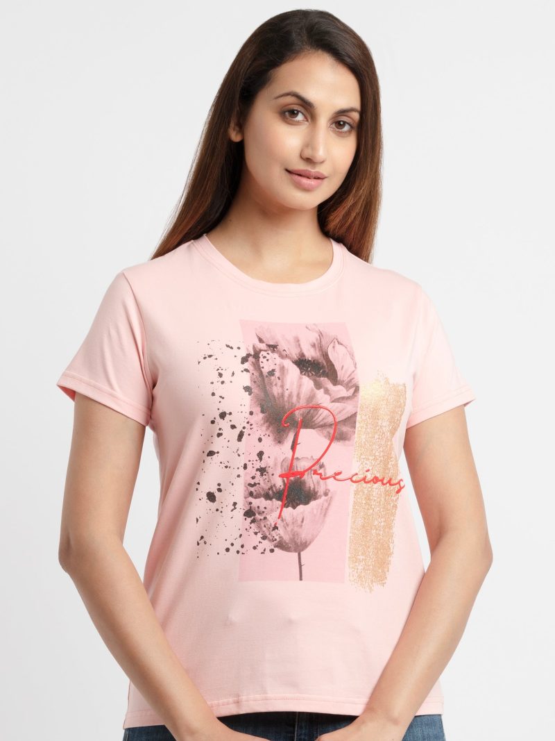Womens Printed Round Neck T-Shirt
