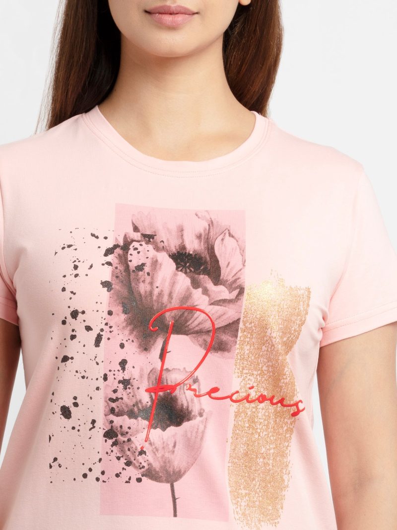 Womens Printed Round Neck T-Shirt