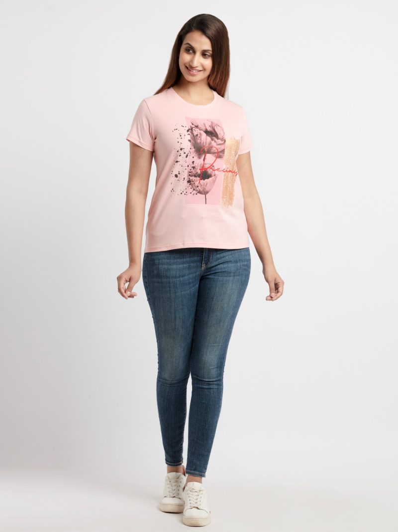 Womens Printed Round Neck T-Shirt
