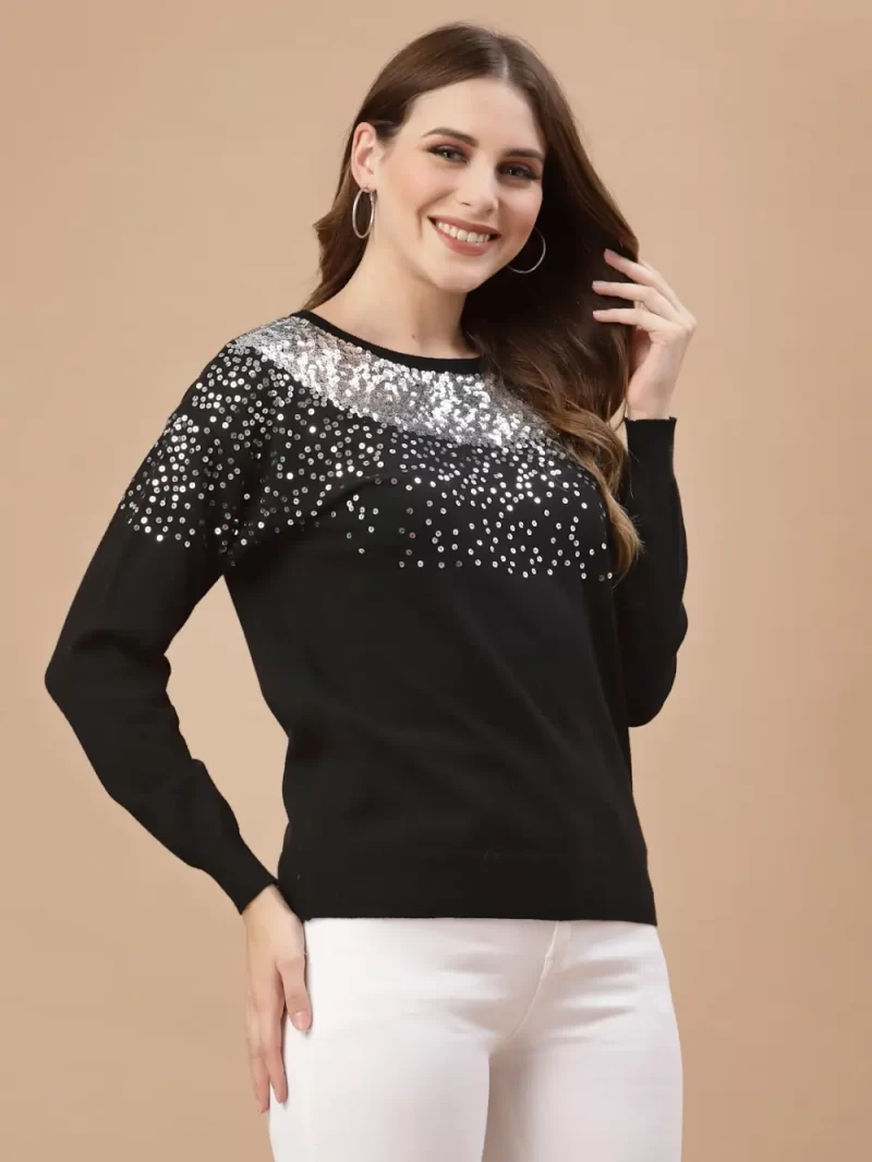 Women Quirky Pullover With Embellished Top