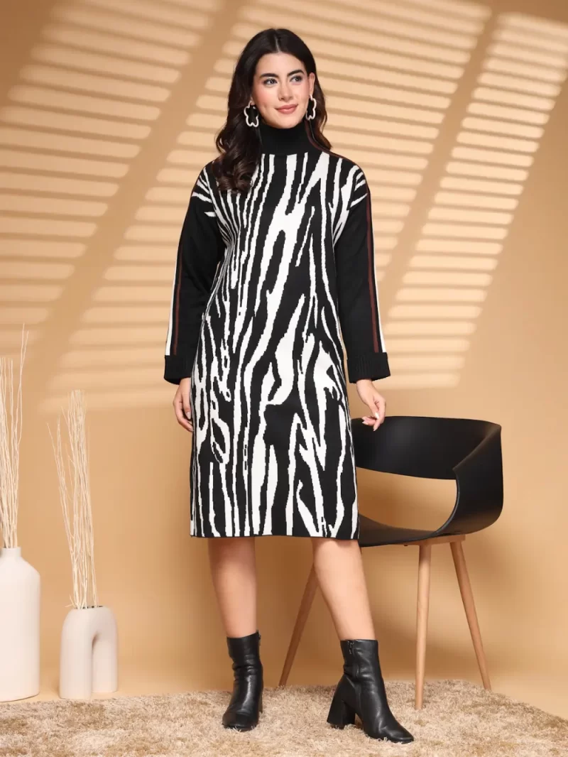 Women Abstract Printed Drop-Waist Dress