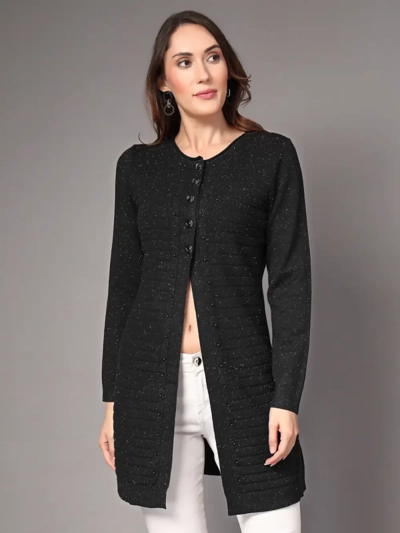 Women Cable Knit Embellished Shrug