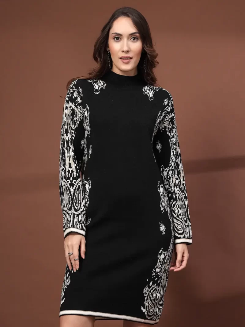 Women Printed High Neck Dress