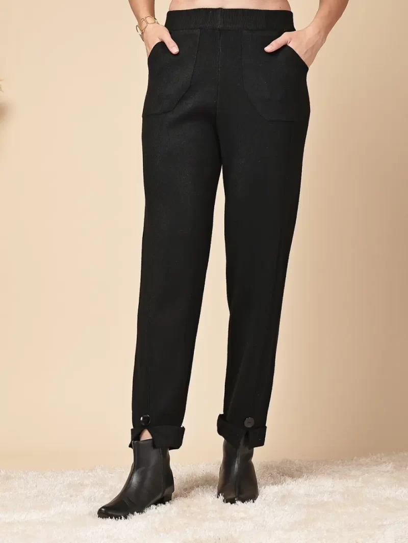 Women Houndstooth Patterned High-Rise Parallel Plazzos