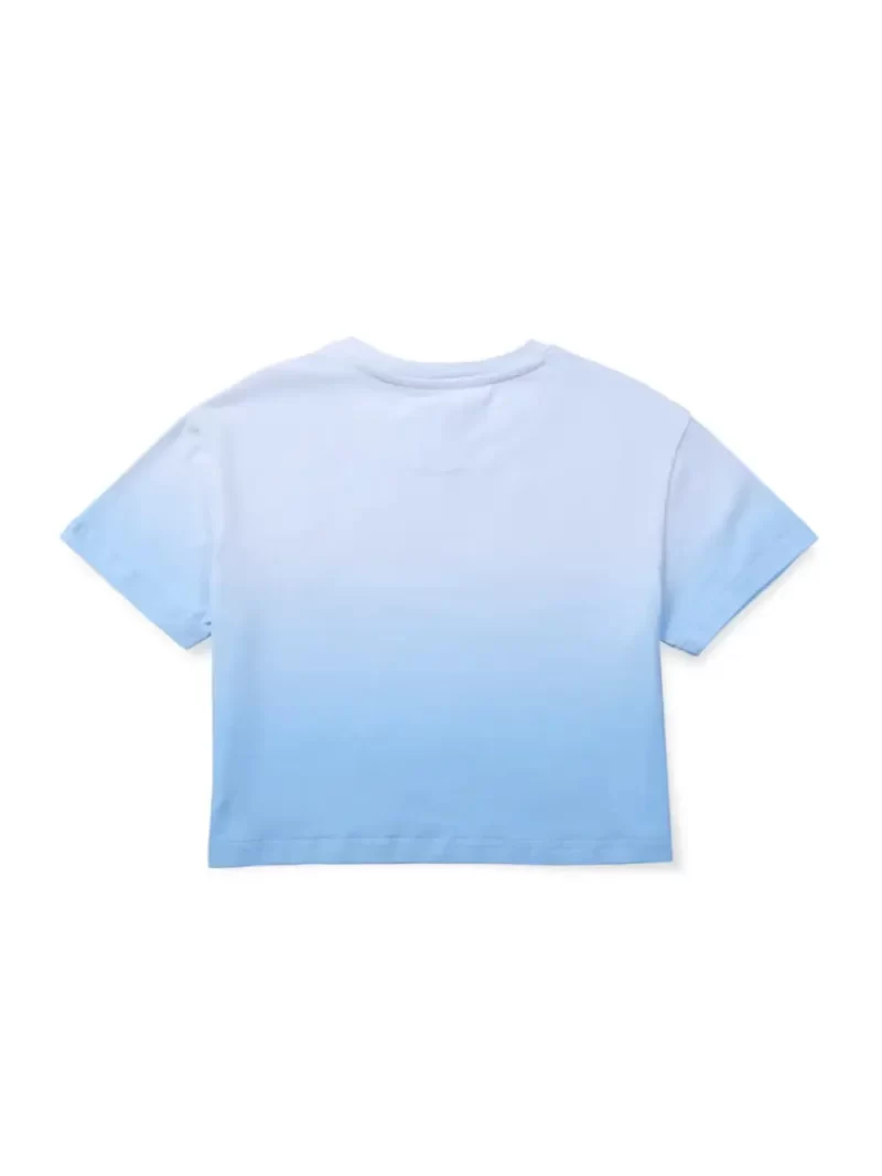 Gini & Jony Girls Blue Solid Cotton Half Sleeves Knits Top